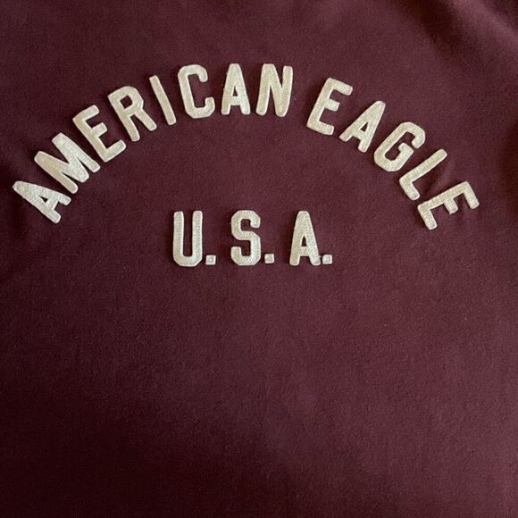 American Eagle Tee Shirt Active Flex Crew Neck Maroon Short Sleeve Size Small - Picture 8 of 10